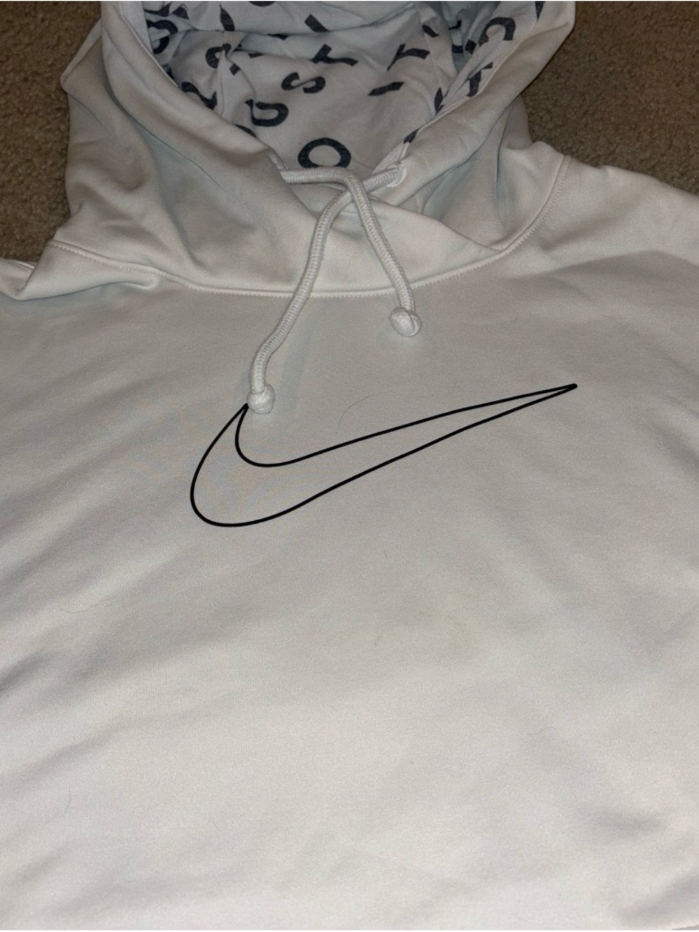 Nike White Hoodie with Black Swoosh
